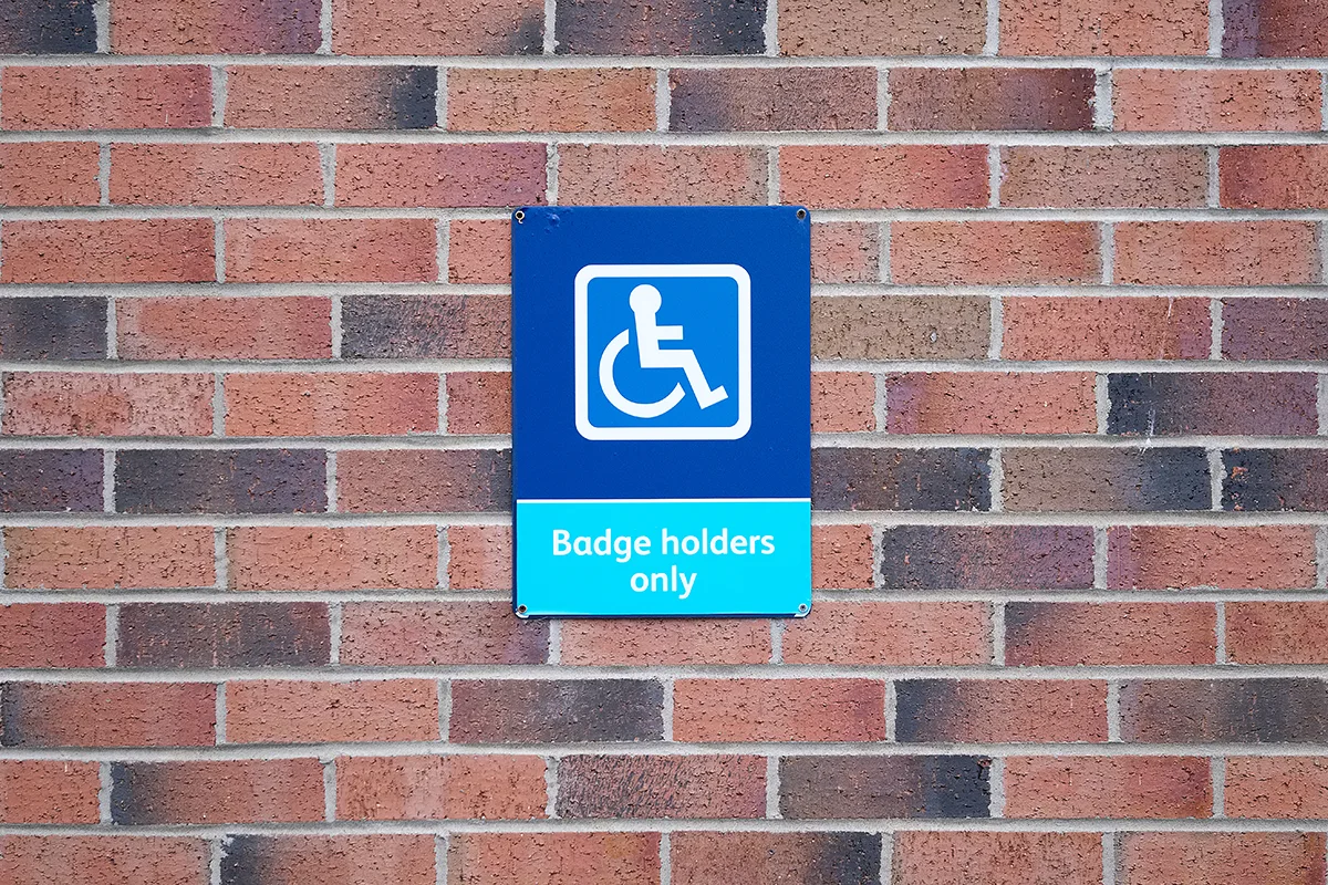 Image of Blue Badge sign on wall